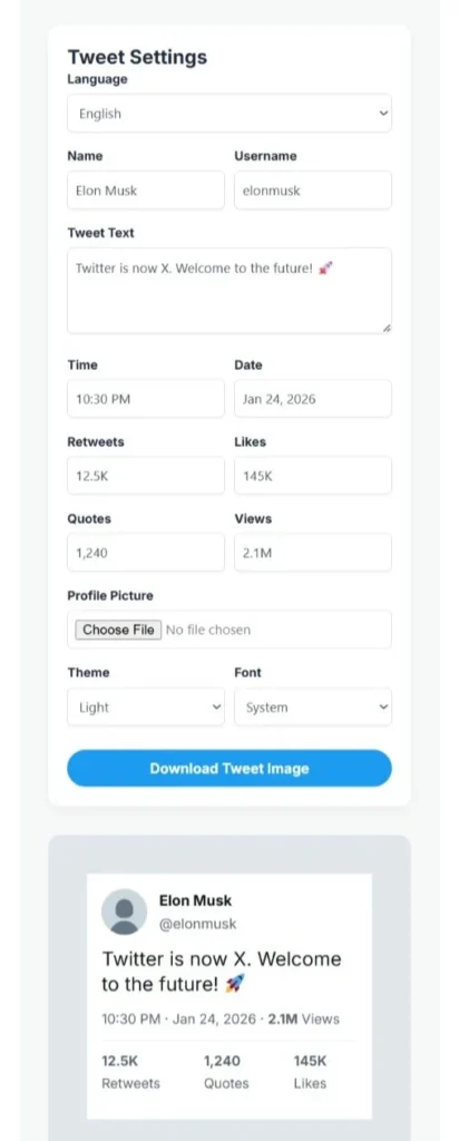 fake tweet maker with image