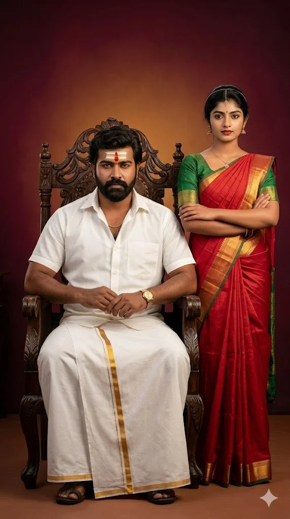 father sitting on chair daughter standing prompt free